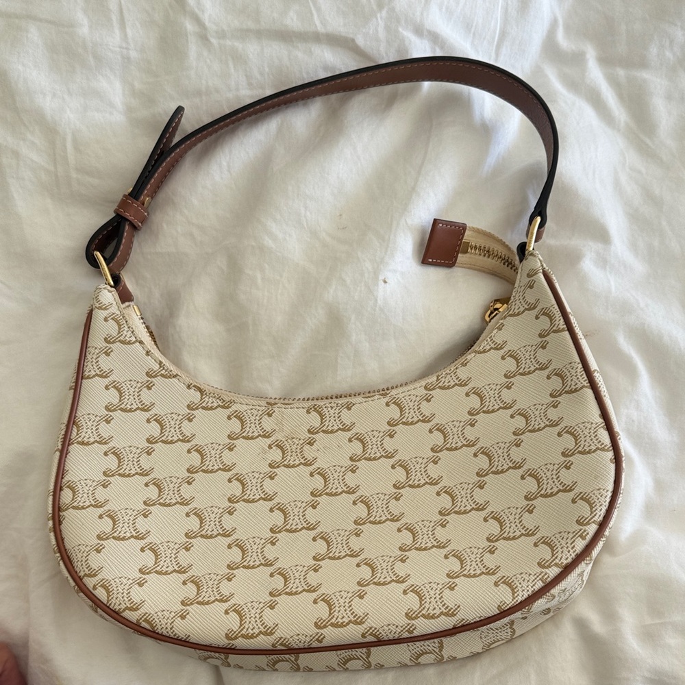 Celine Cream and Brown Shoulder Bag